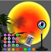Resim Asfal Kumandalı Ayaklı 16 Renkli Gece Lambası Günbatımı Sunset Işık Tripod 180 Derece Dönebilir 