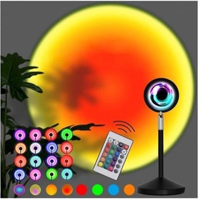 Resim Asfal Kumandalı Ayaklı 16 Renkli Gece Lambası Günbatımı Sunset Işık Tripod 180 Derece Dönebilir 