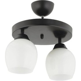 Resim Modern Beyaz Camlı Model İkili Yuvarlak Plafonyer Avize Salon V 