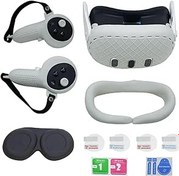 Resim FICEP Oculus Quest 3 ile Uyumlu Silikon Koruyucu Kapak Seti, Kavrama Kapağı, Yüz Kapağı, Kulaklık Koruyucu Kılıf (Gri) 
