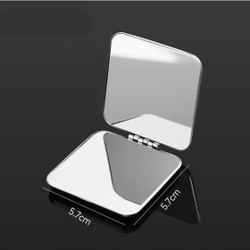 Resim Zarif Tasarım Katlanır Mini Makyaj Aynası - Büyüteçli Metal Ayna Çanta Boy Parlak Gümüş Renk Metalik 