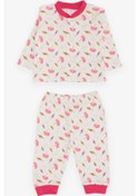 Resim Breeze Kız Bebek Pijama Takımı Çiçek Desenli 4 Ay-1 Yaş Ekru Breeze
