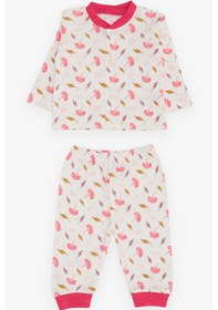 Resim Breeze Kız Bebek Pijama Takımı Çiçek Desenli 4 Ay-1 Yaş Ekru 