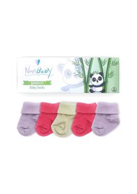 Resim Novibaby 5'li Bambu Yenidoğan Bebek Çorabı I Pinky Rose I 0-6 ay "Karışık Renkli" 