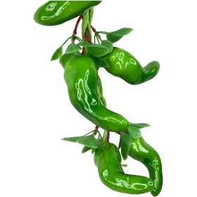 Resim Yapay Yeşil Biber Salkımı Süs Sahte Biber Yapay Meyve Sebze 