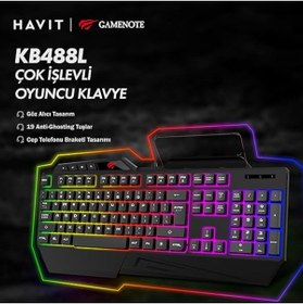 Resim Cetking Gamenote KB488L Gaming RGB Işıklı Oyuncu Klavyesi - AntiGhosting 
