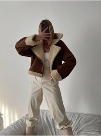 Resim EtikaOnline Peluş Kaplama Kadın Crop Kaban 