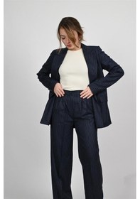 Resim Lemajh Çizgili Palazzo Pantalon Lacivert-lacivert Lacivert 