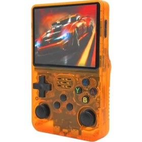 Resim 3.5" OTG Çıkışlı Taşınabilir Retro Oyun Konsolu 15000+ Oyunlu El Atari Şeffaf Turuncu R36S 