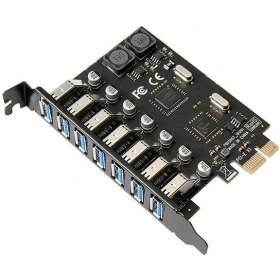 Resim PrimeX Plus PX-4899 7 Port USB Hub, Pcı Expres Usb3.0 Kart 7 Port Çoklayıcı, Pcı Ex Usb3.0 Çoklayıcı Kart (Win7/8/10/11, Linux, Macos) 