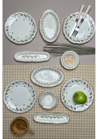Resim Tabak Evi Stoneware Flower Green Kahvaltı Takımı 6 Kişilik 14 Prç Beyaz - Yeşil 