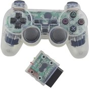 Resim Şeffaf Beyaz-kablosuz Denetleyici Gamepad Şeffaf Renk 2.4g Titreşim Joystick Controle Gamepad Sony Ps2 Joypad Oyun Aksesuarları 
