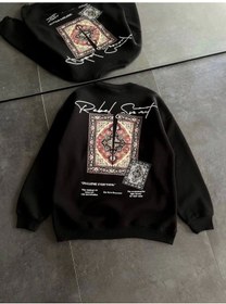 Resim Modi Green Baskılı Erkek Günlük Stil Siyah Bisiklet Yaka Sweatshirt 2XL 