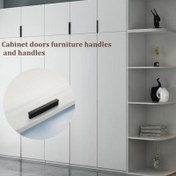Resim 2 adet Yüksek Kaliteli Alüminyum Alaşımlı Kolu Mobilya Dolabı Modern Dolap Kolları Mutfak Gizli Kollar Dolap Kapısı, Dolap Çekmece Kolu, Amerikan Modern Minimalist Alüminyum Alaşımlı, Uzatılmış Kuzey Siyah Dolap Kapı Kolu 