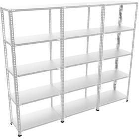 Resim Çelikrafburada 5 Katlı 3 Lü Bitişik Çelik Galvaniz Arşiv Rafı Depo Rafı Kiler Rafı 31x93x250 Dx51 Kalite Gümüş 