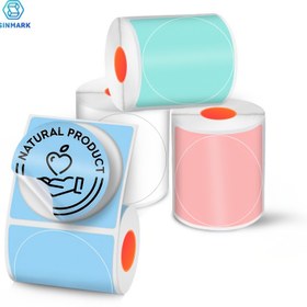 Resim 4 Rulo Yuvarlak Renkli Etiketler 50mmx50mm (1.96"x1.96") Baskı Malzemeleri, SK58/SK35/SK45/SK20, Phomemo M110/M221/M220/M120 ve diğer Etiket Yazıcıları için Uygun, Her Ruloda 160 Yaprak bulunur, 3 veya 4 Rulo 