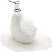 Resim Elegancev Süngerli̇ Serami̇k Desenli̇ Sivi Sabunluk -Beyaz -3262B 
