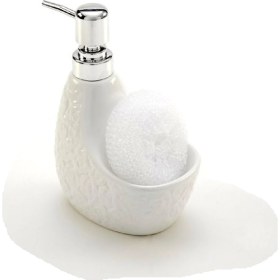 Resim Elegancev Süngerli̇ Serami̇k Desenli̇ Sivi Sabunluk -Beyaz -3262B 