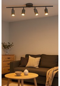 Resim Spoti 4'lü Antrasit Renk Gün Işığı Modern Tasarım Salon - Mutfak - Banyo Spot Ledli Sıralı Avize Antrasit 