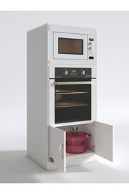 Resim Kenzlife Ankastre Fırın Dolabı Ahsen Byz 144(Y)*60(G)*56(D) Mutfak mikrodalga mat beyaz suntalam 