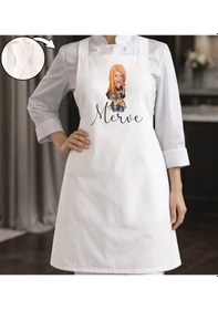 Resim Bk Gift Kişiye Özel Karikatürlü Çapraz Askılı Beyaz Mutfak Önlüğü - 10, Aşçı Önlüğü, Şef Önlüğü, Anneye Hediye Kobitmeyencom35960 Bk Gift Renkli 