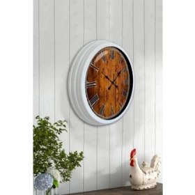 Resim Bahat Tedarik Salon Ofis Duvar Saati Beyaz Alüminyum Metal Çerçeve 40 cm 