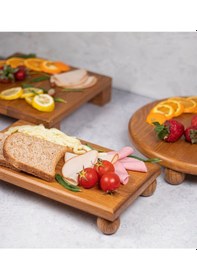 Resim Ahşap Kahvaltılık Sunum Servis Tabağı Çeyiz Seti 