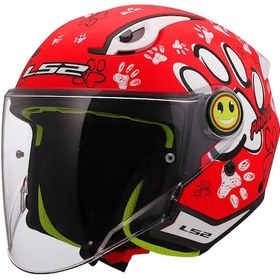 Resim Ls2 Funny 2 Paws Çocuk Kaskı Mat Kırmızı 