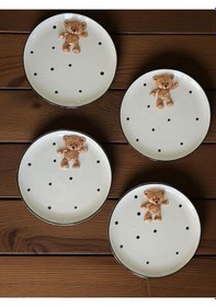 Resim Teddy Bear 4 Adet Kabartma 21cm Tabak Çok Renk 