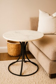 Resim BMARBLE Gerçek Mermer Tasarım Fiskos Sehpası 