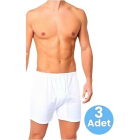 Resim Uniquetrenders Erkek Rahat Kesim Paçalı Pamuklu Külot Boxer 3'lü Set Beyaz 