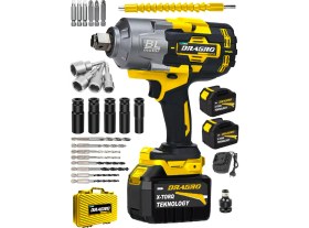 Resim Dragro Alman Pro 1200 Nm Kademeli Yüksek Torklu Somun Bijon Sökme Matkap Akülü Vidalama Kömürsüz Motor 