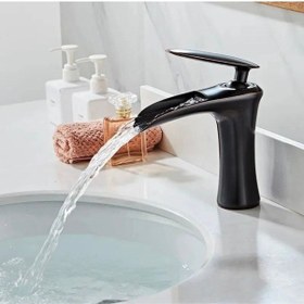 Resim İsaoğlu Yapı Siyah Lavabo Bataryası Şelale Doğal Akışlı Musluk Mat Siyah Lavabo Musluğu Siyah 