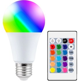 Resim Genel Markalar Led Uzaktan Kumandalı Renk Değiştiren 9w E27 Ampul Rgb 15 Farklı Renk 