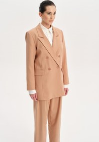 Resim Kruvaze Oversize Blazer Ceket - Camel - CAMEL / S/M 
