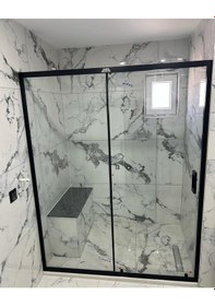 Resim Teknesiz Cam Duşakabin 1 Sabit 1 Sürgülü Siyah Profilli Sp113 Siyah 