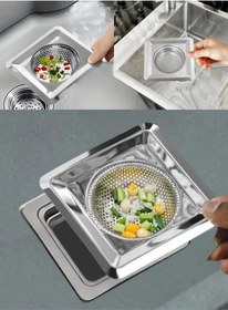 Resim RED KİTCHEN Paslanmaz Çelik Kare Lavabo Süzgeci | Gider Tıkacı ve Çöp Tutucu Filtre | Tıkanıklık Önleyici 11,5CM 