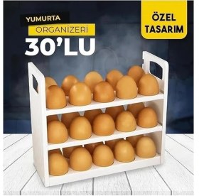 Resim Yumurtalık Buzdolabı Raf Düzenleyici – 30’lu Yumurta Kutusu | 3 Katlı Yumurta Organizeri, Şeffaf ve Yer Tasarruflu Saklama Kabı (22CM*12CM*26CM) 