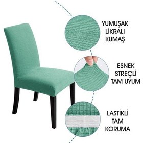 Resim Sandalye Kılıfı Yıkanabilir Likralı Esnek Lastikli Sandalye Örtü Renk Mint Turkuaz 