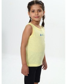 Resim Toontoy Unisex Çocuk Baskılı Bisiklet Yaka Basic Atlet Açık Sarı 