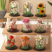 Resim Forever Bouquet Yapı Taşları Tozu Kapaklı + Taban, Kendin Yap Yeşil Bitki Saksı Model Oyuncak, Masaüstü Simülasyon Çiçek Süsü, Oturma Odası Dekorasyonu, Sukulent Blok Oyuncak, Sevgililer Günü/Şükran Günü/Paskalya/Düğün Hediyesi 
