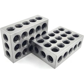 Resim Namlı 1x2x3 inç 25-50-75mm Çelik Bloklar 23 Delik Hassas Sıkma Bağlama Paralel Çelik Blok 1 çift (2 Adet) 