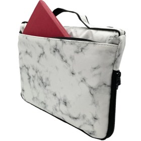 Resim Differ Studio 10'' & 11'' Inç Beyaz Mermer Desenli Siyah Ipad/tablet Çantası/kılıfı 