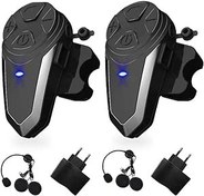 Resim vFound BT-S3 1000 m Motosiklet İnterkom Kask Kulaklık Gerçek Zamanlı İletişim Sistemleri Handsfree FM Radyo Su Geçirmez Bluetooth İnterkom 2 veya 3 Sürücü için (2 Paket) 