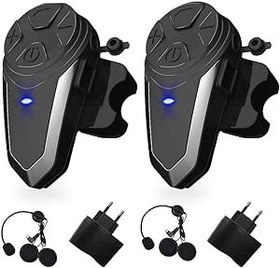 Resim vFound BT-S3 1000 m Motosiklet İnterkom Kask Kulaklık Gerçek Zamanlı İletişim Sistemleri Handsfree FM Radyo Su Geçirmez Bluetooth İnterkom 2 veya 3 Sürücü için (2 Paket) 
