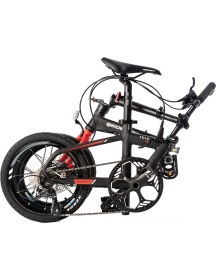 Resim Geotech Fold Up 16D 16 Jant 9 Vites Hd Katlanır Bisiklet - Mat Siyah Kırmızı 