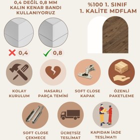 Resim Aynalı Banyo Dolabı - Gusto - Beyaz / 105 cm 