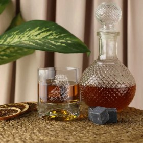 Resim Ahşap Kutulu Kartal Desenli Isme Özel Taşlı Viski Kadehi Seti 