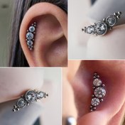 Resim Stainless Steel Kıkırdak Cz Kristal Çivi Küpe Kulak Memesi Conch Helix Tragus Piercing Dudak Halkası Labret Çivi Takı 