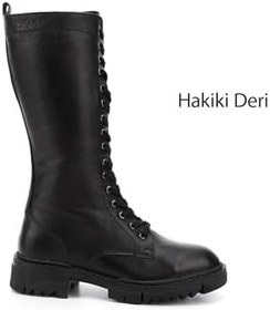 Resim GÖNDERİR Kadın Fermuarlı Kalın Topuklu Hakiki Deri Postal Çizme GKZC13446548 